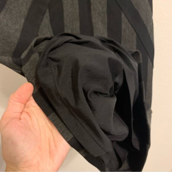 Anthropologie Maeve Black Charcoal Wide Stripe Fitted Short Sleeve Mini Dress - Picture 8 of 12